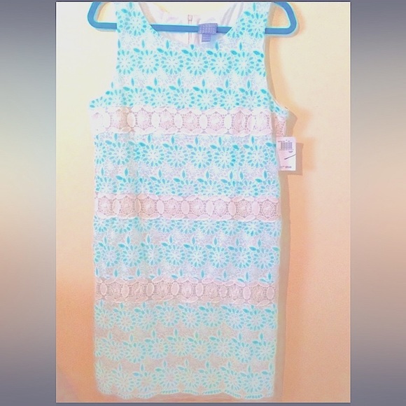 NWT Rabbit Rabbit Rabbit Floral Lace Overlay Shift Dress 14P - Picture 1 of 5